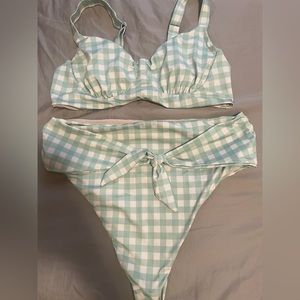 Kitty & Vibe Green Checkered Bikini Set